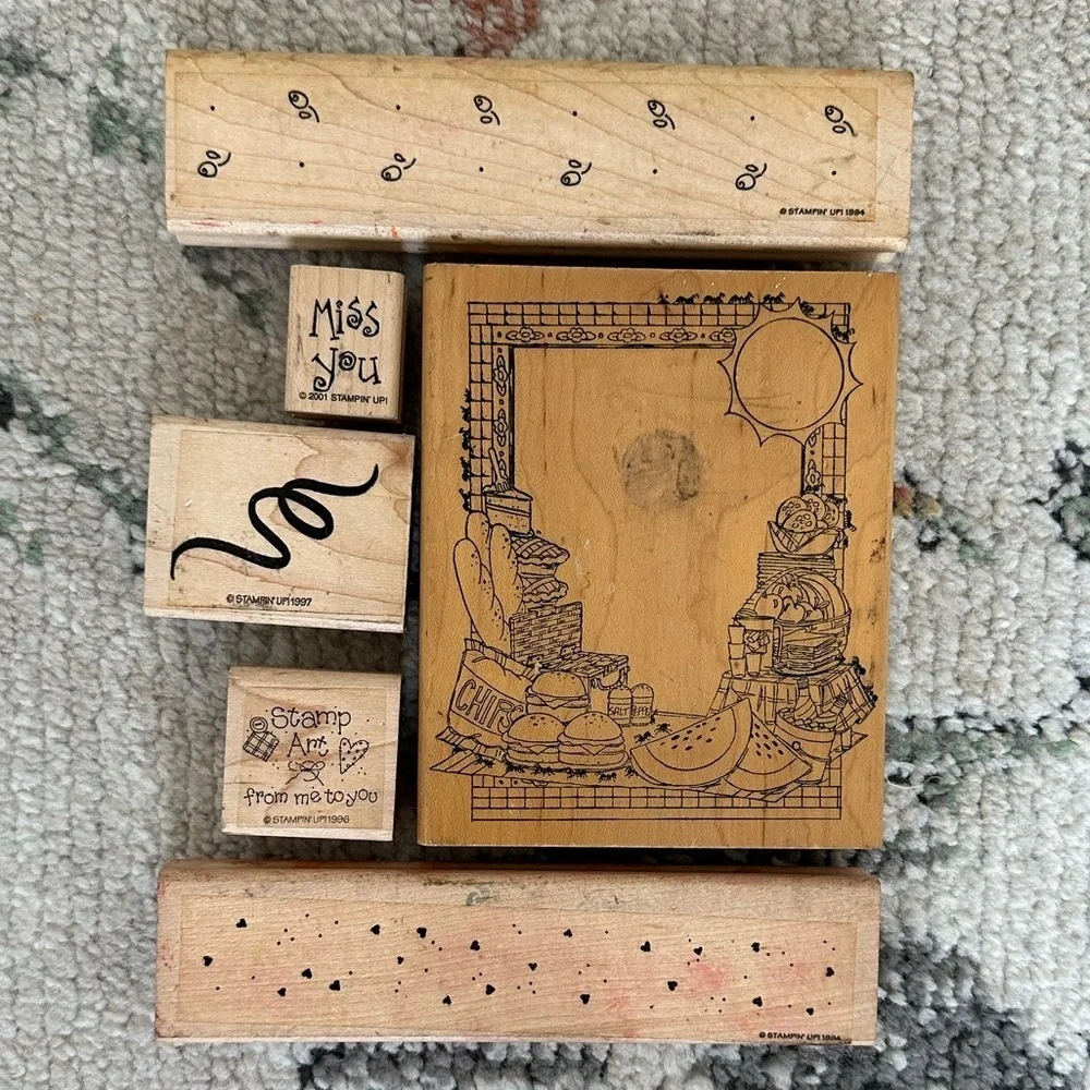 Vintage Wooden Rubber Stamps lot of 6